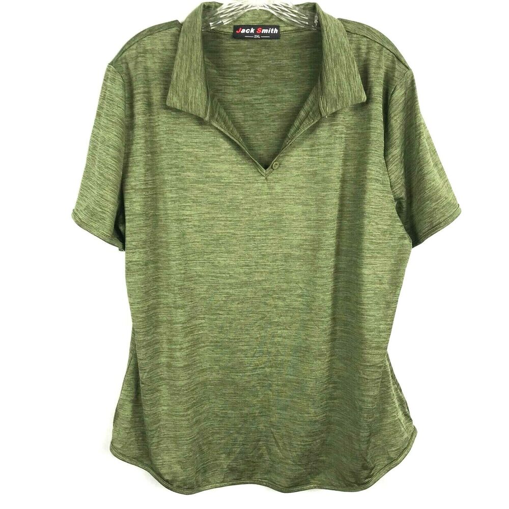 Jack Smith Shirt Mens Sz 2XL Heather‎ Green Stretch Short Sleeve Polo